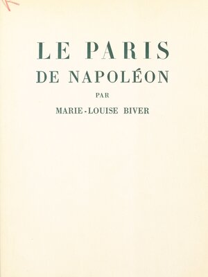 cover image of Le Paris de Napoléon